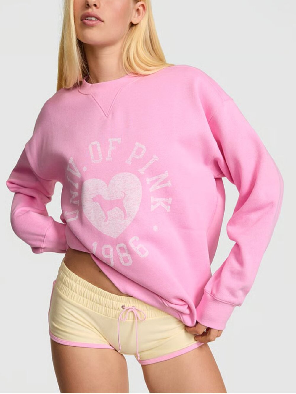 PINK Victoria's Secret Campus Fleece "University Of Pink" Pink Lollipop - NWT